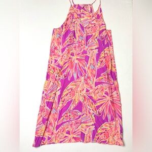 Lilly Pulitzer Pink and Purple 100% Silk Maxi Dress Size Large